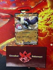Great Tusk ex - 123/198 Scarlet & Violet Base Set Double Rare Pokémon - NM/MINT - Picture 1 of 2