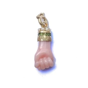 Pink Onyx Tsavorite And Pearl Figa Charm In 925 Sterling Silver - Picture 1 of 1
