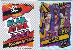 2021 Topps Chrome WWE Slam Attax Sasha Banks #93 REFRACTOR