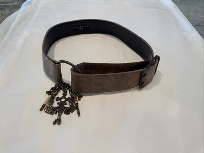 Suzi Roher Women’s Medium Brown Wide Rare Bling Dangle Charm, Beads Belt Canada - Image 1 of 4