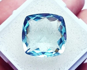Cushion Cut Aquamarine 11.30 Ct Loose Gemstone Certified With Free Gift - Picture 1 of 8
