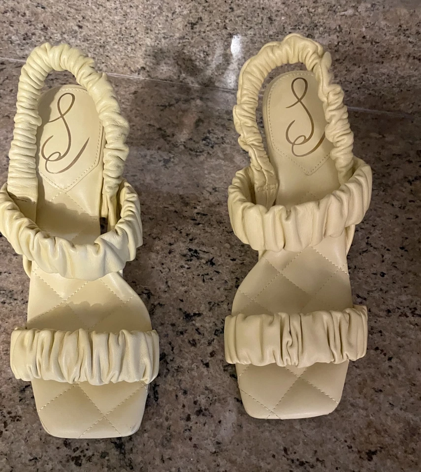 Sam Edelman Marlena 高跟鞋 尺寸 6.5 磨砂肩带 方头 皮革 休闲 — 第 1/4 张图片