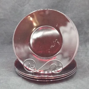 Ruby Red Salad Plate 8" Anchor Hocking Set Of 4 Dessert Bread Christmas Holiday - Picture 1 of 4