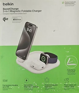 Belkin - 3-in-1 15W, Foldable Magnetic Qi2 Charging Station . - Picture 1 of 5