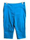 WESTBOUND PARK AVE CAPRI PANTS SZ 14 TURQUOISE STRETCH TAPERED LEG PULL ON