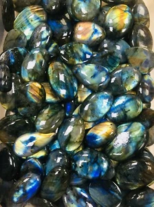5000 Ct. TOP NATURAL WHOLESALE LOT MULTI FIRE LABRADORITE CABOCHON GEMSTONES LOT - Picture 1 of 5