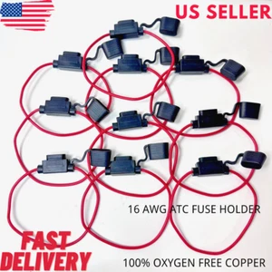 10 Pack 16 Gauge APM / ATM Blade Inline Fuse Holder 100% OFC Copper Wire US - Picture 1 of 1