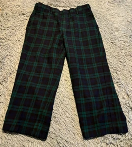 Orvis Wool Trousers Mens 34 Black Watch Tartan Plaid Straight Leg - Picture 1 of 10
