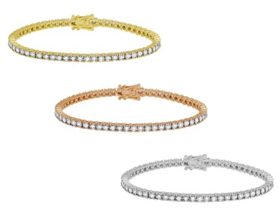 Illusion-Set 1 1/5 CT Real Diamond Tennis Bracelet Gold   4MM  7"/8" - Image 1 of 4