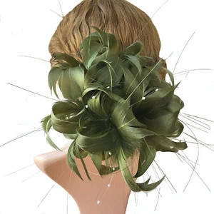 Sale Millinery Goose Peacock Pearl Feather Flower Mount Hat Fascinator Handcraft - Picture 1 of 11
