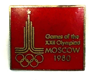Vintage 1980 XXII Summer Olympic Games Pin Moscow Russia 1 1/8" x 1" - Picture 1 of 2