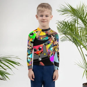 Bang Xoom Crazy Cosmic Clones Worm Hole Kids Rash Guard - Picture 1 of 19