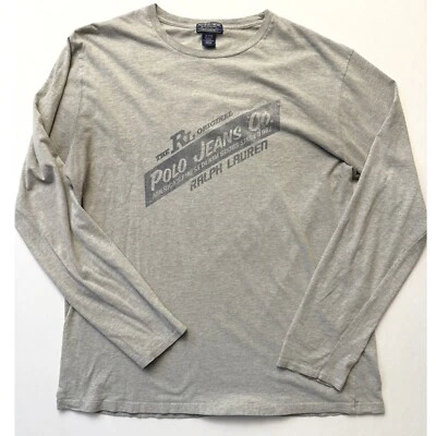 Polo Jeans Co. Camiseta Gráfica Manga Larga Informal Gris Para Hombre XL Foto 1 de 3
