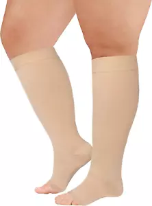 4XL Extra Wide Calf Compression Socks Toeless for Women Men 20-30 Mmhg - Picture 1 of 12