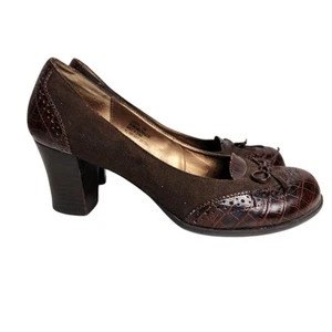 Tacchi vintage Y2K MUDD ecopelle marrone tacco grosso blocco Lizzeth taglia 10M - Foto 1 di 15