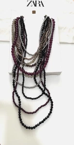 ZARA 2025 PACK OF 2 MULTI-BEAD NECKLACES REF 4736/038/606 - Picture 1 of 10