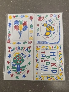 Marcos de fotos magnéticos años 90 4x3,5 escuela escritura crayón vintage nuevos imanes - Imagen 1 de 11