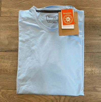 Simms Shirt Mens XL Sky Solarflex Crew Long Sleeve UPF 50 Base layer Fishing - Image 1 of 4