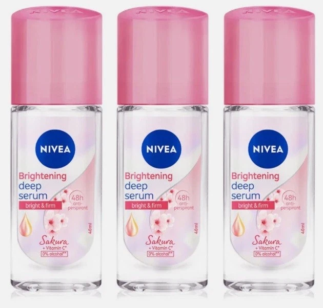3x Nivea Suero Blanqueador Profundo Sakura Roll On 40 ml. Vendedor de Estados Unidos Foto 1 de 1