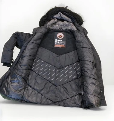 Superdry Everest Expedition Parka Hombre Grande Negro Invierno Abrigo Imitación Piel Capucha Foto 1 de 4