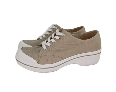 Dansko Veda Sneaker Tan Vegan Canvas Wedge Lace Up Comfort Shoe Womens Size 8 M - Image 1 of 4