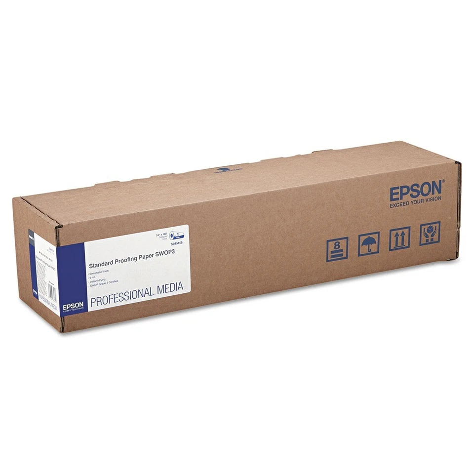 Epson S045155 9 mil 24" x 100' STD Proofing Paper Roll SWOP3 - Semi-Matte WHTNew - Image 1 of 4