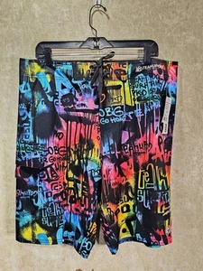 NWT Teahupoo Surf Tahiti Graffiti Board Swim Surfing  Shorts Men's Size 36 - Picture 1 of 9