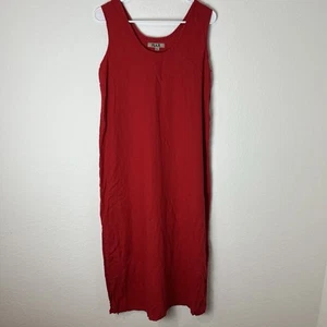 Flachs Maxikleid klein 100% Leinen rot minimalistisch Lagenlook drapiert leicht - Bild 1 von 6