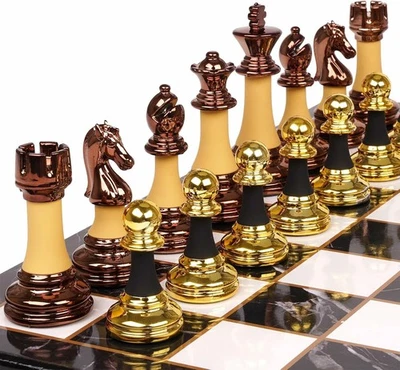 Juego de ajedrez acrílico de 15" con aleación de zinc + piezas acrílicas y tablero de madera plegable Foto 1 de 4