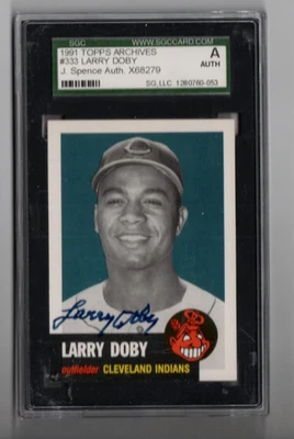 1991 Topps Archives Larry Doby 1953 Topps Auto #333 JSA Signed, SGC Autographed - Image 1 of 2