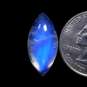 AAA Blue Rainbow Moonstone Cabochon Marquise Gemstone 22.3x10.8x7.8mm 14.25Cts - Picture 1 of 3