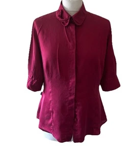 VTG 100% Auth MOSCHINO JEANS Real Silk Bow Blouse Top Logo Cerise Pink 90s Y2K - Picture 1 of 14