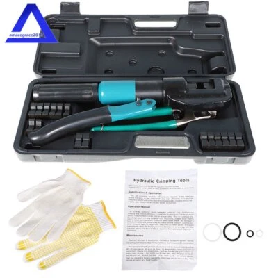 MARDDPAIR 6 Mt Hydraulic Crimper Crimping Tool Wire Battery Cable Lug Terminal W/9 Dies