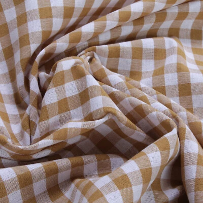 Stoff Baumwolle Bauernkaro curry weiß 1 cm Karo Vichy Karo beidseitig kariert - Bild 1 von 4
