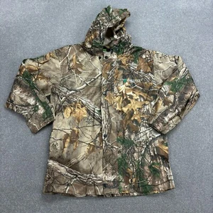 Realtree Jacket Kids Large Brown Workwear Camo Hunting Rain Hood Coat Youth - Picture 1 of 10
