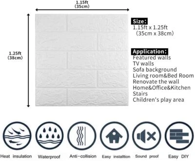 20 pcs 3D Wall Panels Peel & Stick, 29 Sq.FT Coverage,Printable Faux Brick Decor - Image 1 of 4