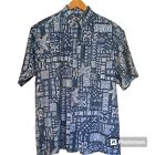 Kahala 1936 Vintage Blue Hawaiian Aloha Button Shirt All Over Reverse Print M