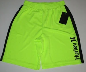 Hurley Big Boys M Shorts Pull On Elastic Waist Volt Yellow Logo Short Pants - Picture 1 of 2