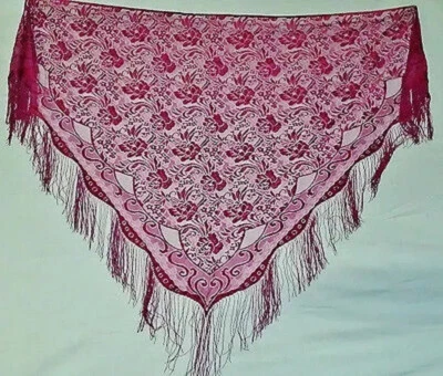 Большая кружевная шаль фуксия с цветочным узором бахрома 96 x 52 дюйма для свадебного выпускного вечера пляжа - Изображение 1 из 4