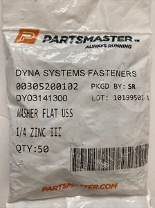 (50 Pk) Partsmaster Washer Flat USS 1/4 Zinc DY03141300 - Picture 1 of 3