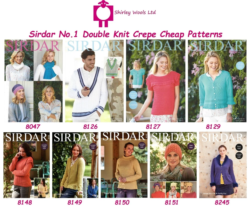 Sirdar No.1 DK Crepe Patterns - Original Patterns at Discounted Prices - Image 1 of 1