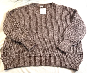NWT Goumi Adult Chunky Knit Sweater ~ 100% Organic Cotton ~ L / XL ~ Bark /Brown - Picture 1 of 16