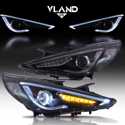 Par de faros VLAND secuenciales para Hyundai Sonata 2011-14 LED DRL Foto 1 de 4