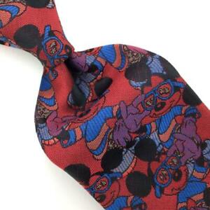 Disney Mickey Mouse Necktie Silk Balancine Tie Works  Red Blue IN16-208 Vintage