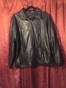 PRESTON & YORK LEATHER Jacket Men's Size XL Zip Front Genuine Leather Black - Picture 1 of 11