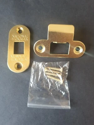 National Hickman brass internal door standard latch face plate with fixings - Image 1 of 4