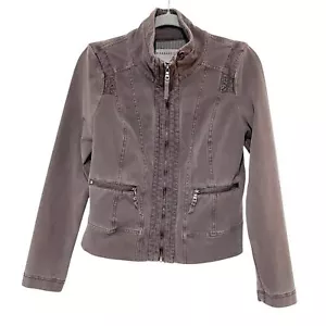 Anthropologie Marrakech Gray Moto Zip Pockets Short Jacket Light Stretch M - Picture 1 of 9