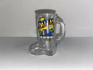 Dallas Texas Boot Shaped Shot Glass  Texas Skyline Heavy - Picture 1 of 12