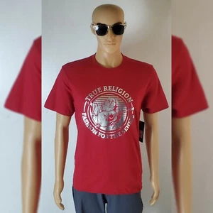 CAMISETAS TRUE RELIGION HOMBRE MANGA CORTA CUELLO REDONDO METALIZADO BUDA CÍRCULO LOGO ROJO - Imagen 1 de 12