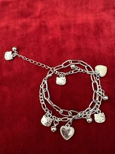 Lovely Cute Silver Plated Hello Kitty Bracelet Fashion Girl's Kitty Hand Chain9” - Picture 1 of 7